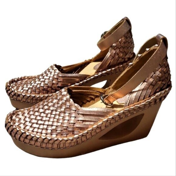Free People  Rose Gold Teagan Huarache Platform Clogs Womens Sz 7.5 - Picture 11 of 11